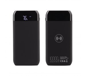 Беспроводное зарядное устройство "ShineMax SOFTTOUCH", 10000 mAh с подсветкой логотипа и цифровым индикатором заряда