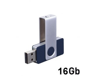 Флеш-карта TWISTA soft grip MS, 16Гб. Темно-синий, серебристый