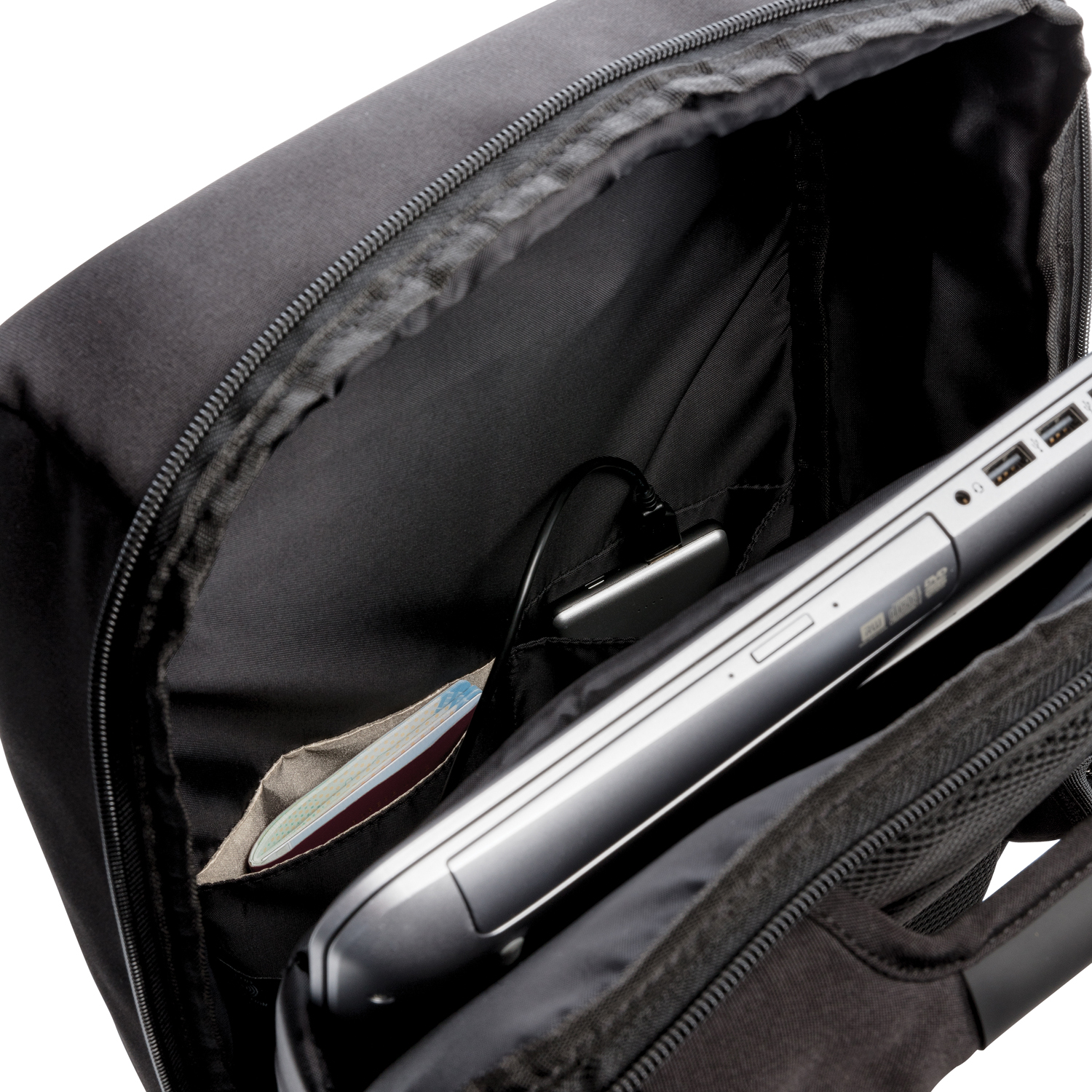 Антикражный рюкзак Swiss Peak 15" с RFID защитой и разъемом USB, черный